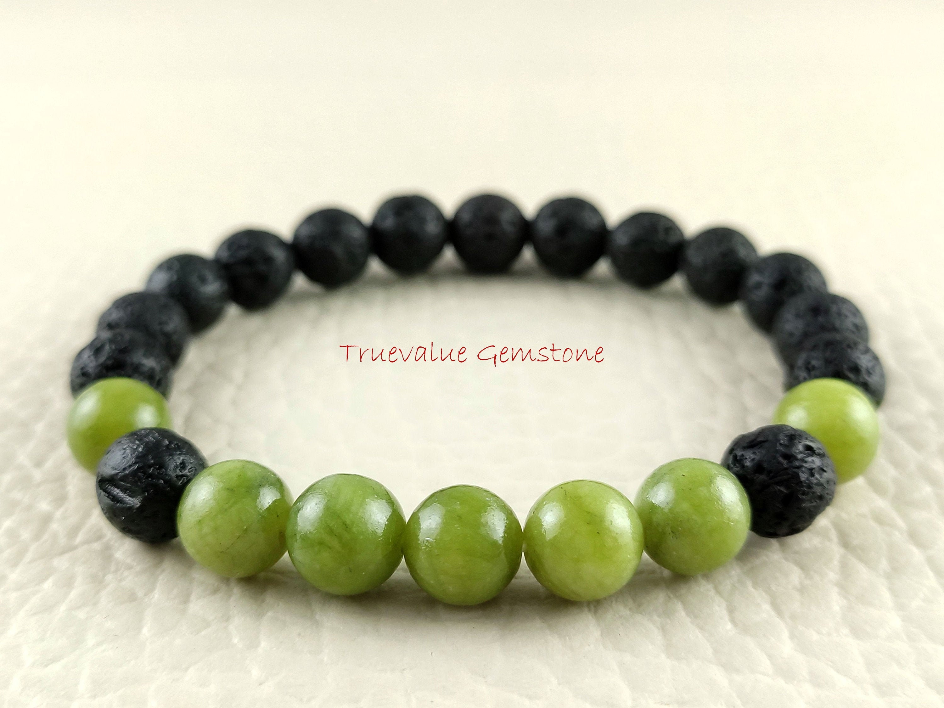 Serpentine & Black Lava Bracelet: Chakra Healing, Aromatherapy Diffuser