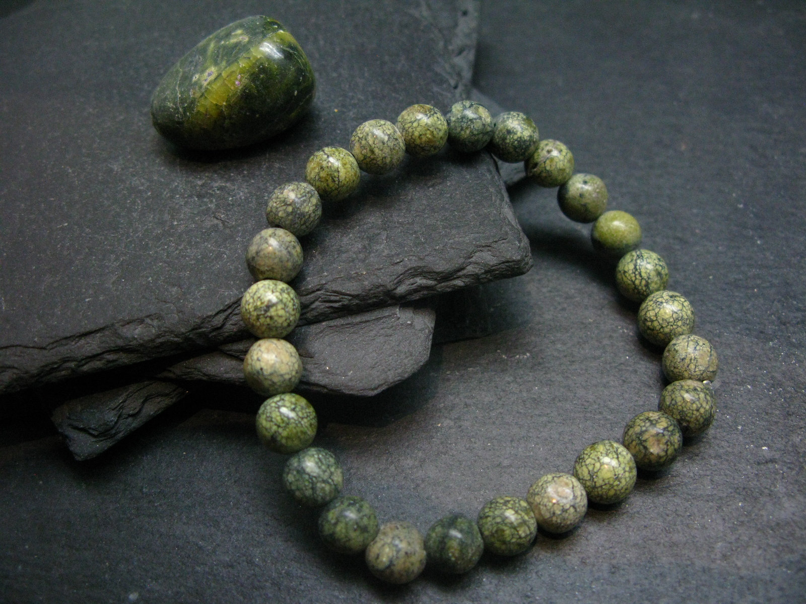 Serpentine Genuine Bracelet ~ 7 Inches ~ 8mm Round Beads Serpentine Genuine Bracelet ~ 7 Inches ~ 8mm Round Beads