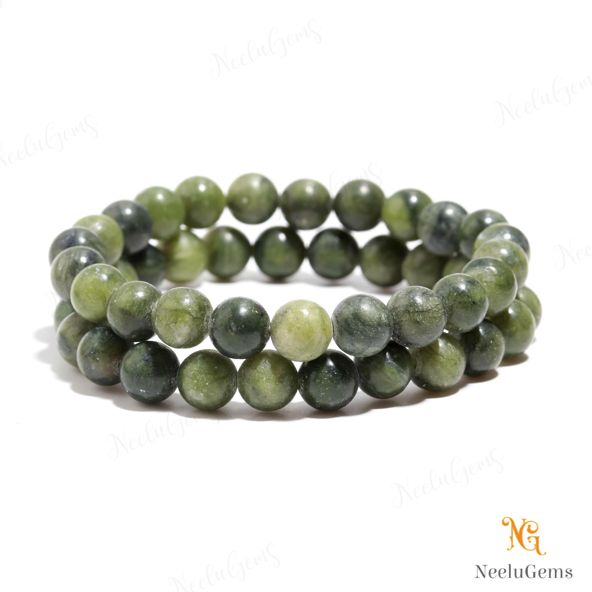 Green Serpentine Bracelet 8mm New Jade Wisdom Stone For Kundalini Awakening Olive Green Gemstone Unisex Meditation Gift Healing Beads