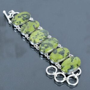 Handmade Serpentine Bracelet: 925 Sterling Silver Adjustable Chain Handmade Serpentine Bracelet: 925 Sterling Silver Adjustable Chain