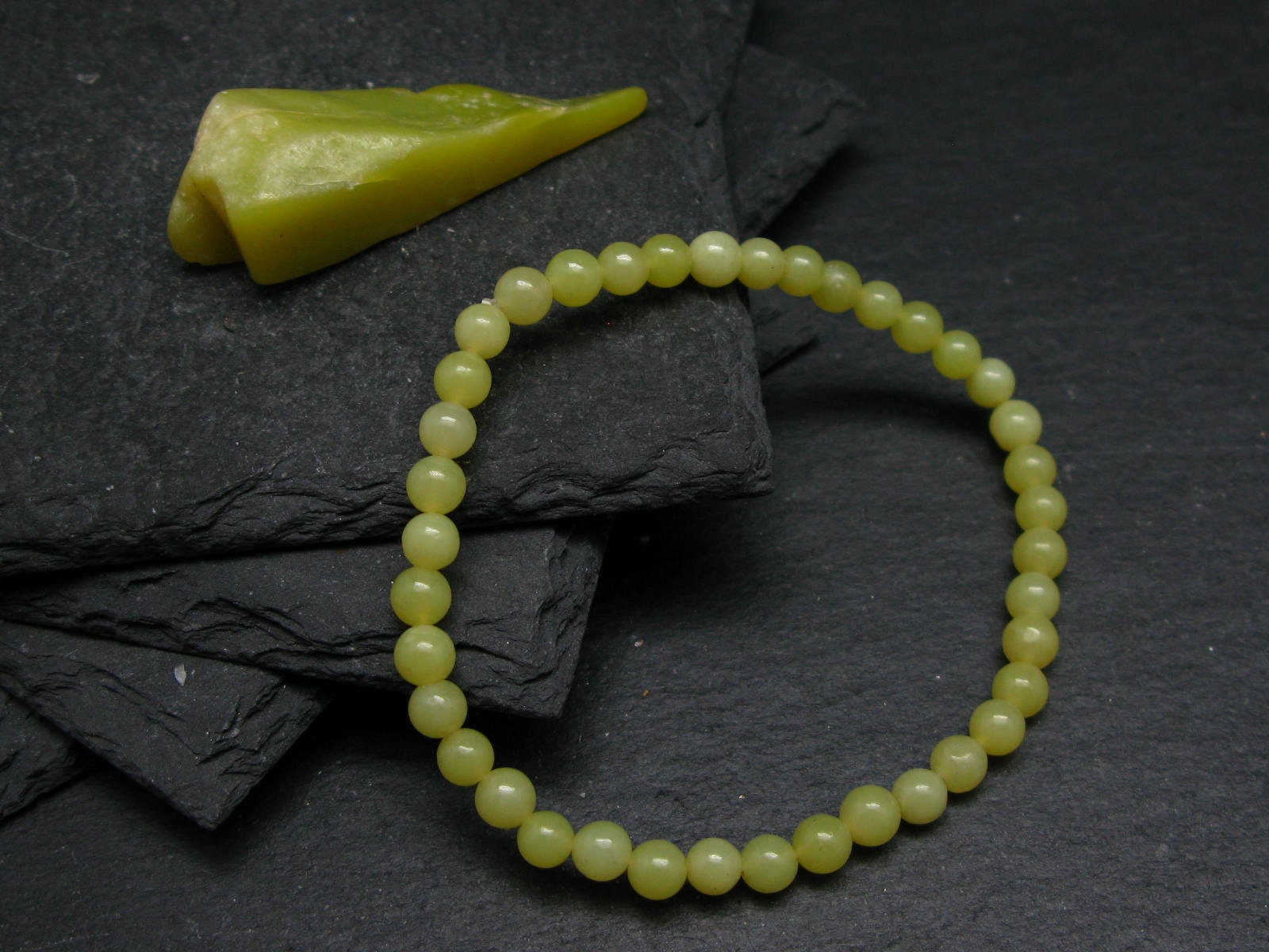 Healerite Serpentine Genuine Bracelet ~ 6.5 Inches  ~ 4mm Round Beads