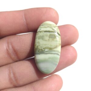 Oval Serpentine Cabochon: Green Gemstone Pendant (36x18x5 Mm)