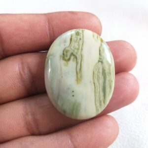 Oval Serpentine Stone Cabochon: 53.2 Carat Gemstone (37x29x6 Mm