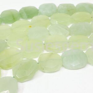 New Jade faceted nuggets. Light Green Loose stone 16x18mm.Natural Serpentine Healing Stone 15.5''