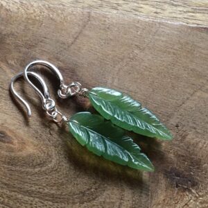 Serpentine Jade leaf earrings