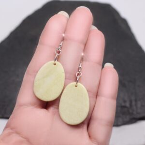 Lemon Chiffon - Yellow Serpentine Sterling Silver Earrings