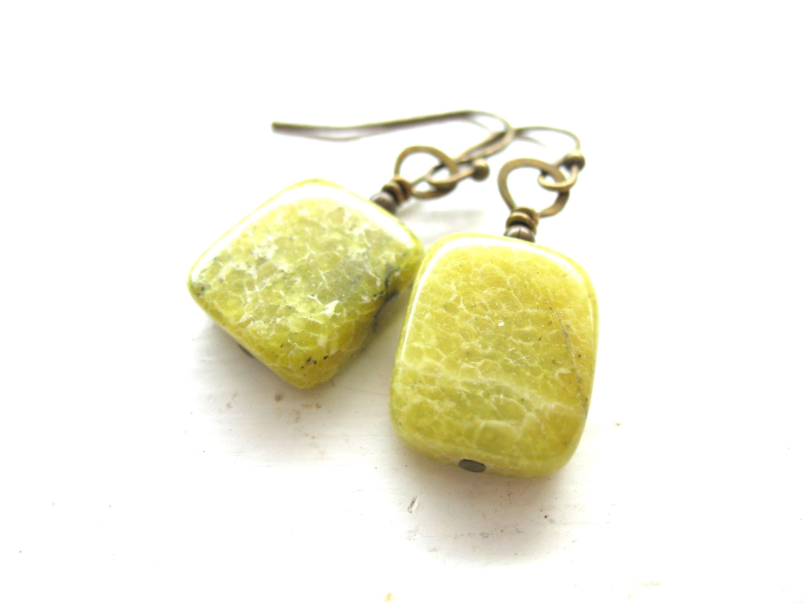 Serpentine Stone Earrings Handmade Jewelry Made In Usa