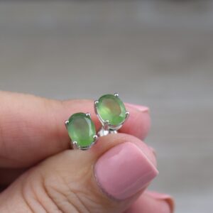 Serpentine Stud Earrings (sterling Silver) - Green - Large, Genuine Faceted Gemstone Studs - 8 X 6 Mm Oval Serpentine Stud Earrings (sterling Silver) - Green - Large, Genuine Faceted Gemstone Studs - 8 X 6 Mm Oval