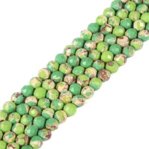 3.7mm To 4.7mm Faceted Dyed Yellowgreen Serpentine Round Sphere Loose Beads Diy Jewelry Making Strand 15.5-16"