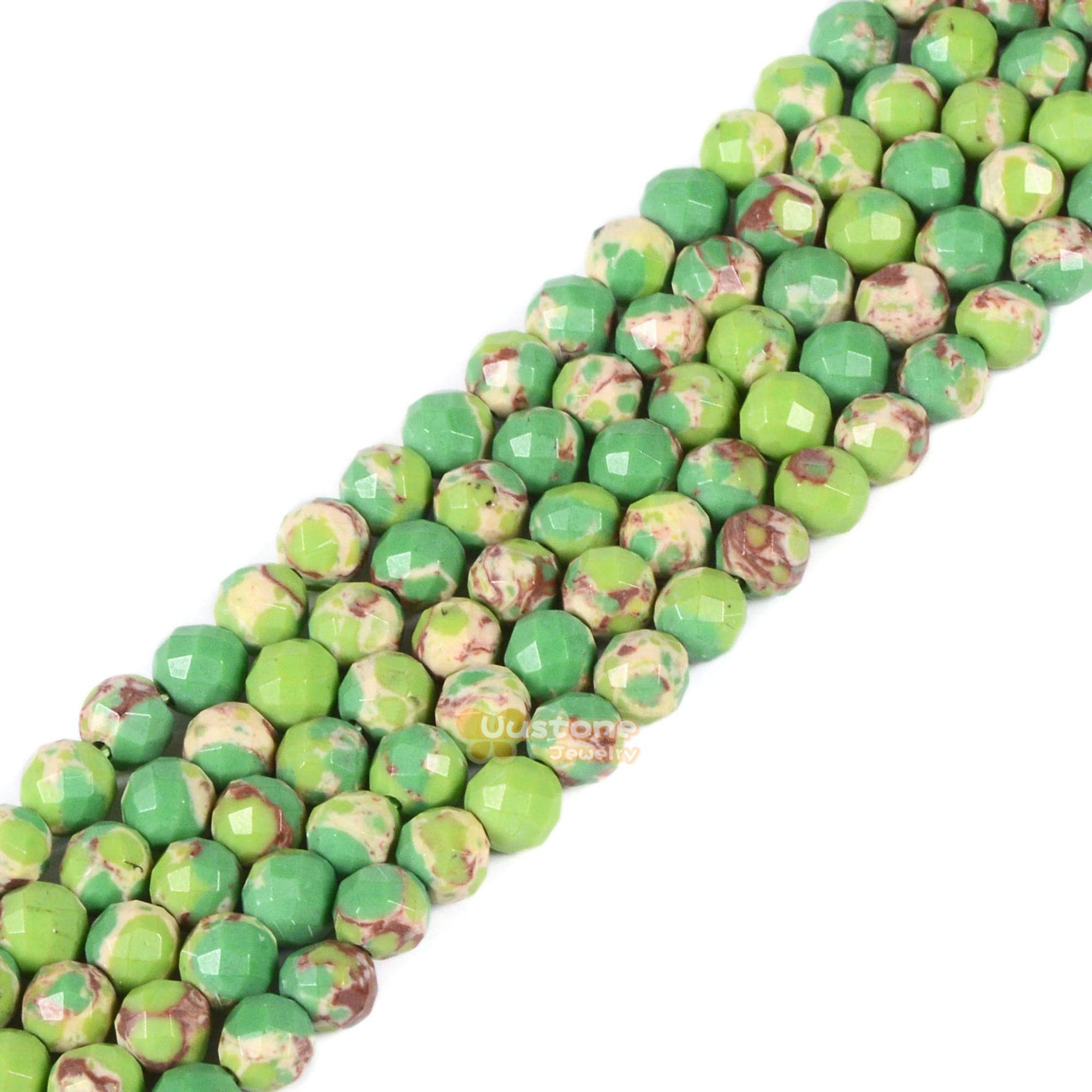 3.7mm To 4.7mm Faceted Dyed Yellowgreen Serpentine Round Sphere Loose Beads Diy Jewelry Making Strand 15.5-16"