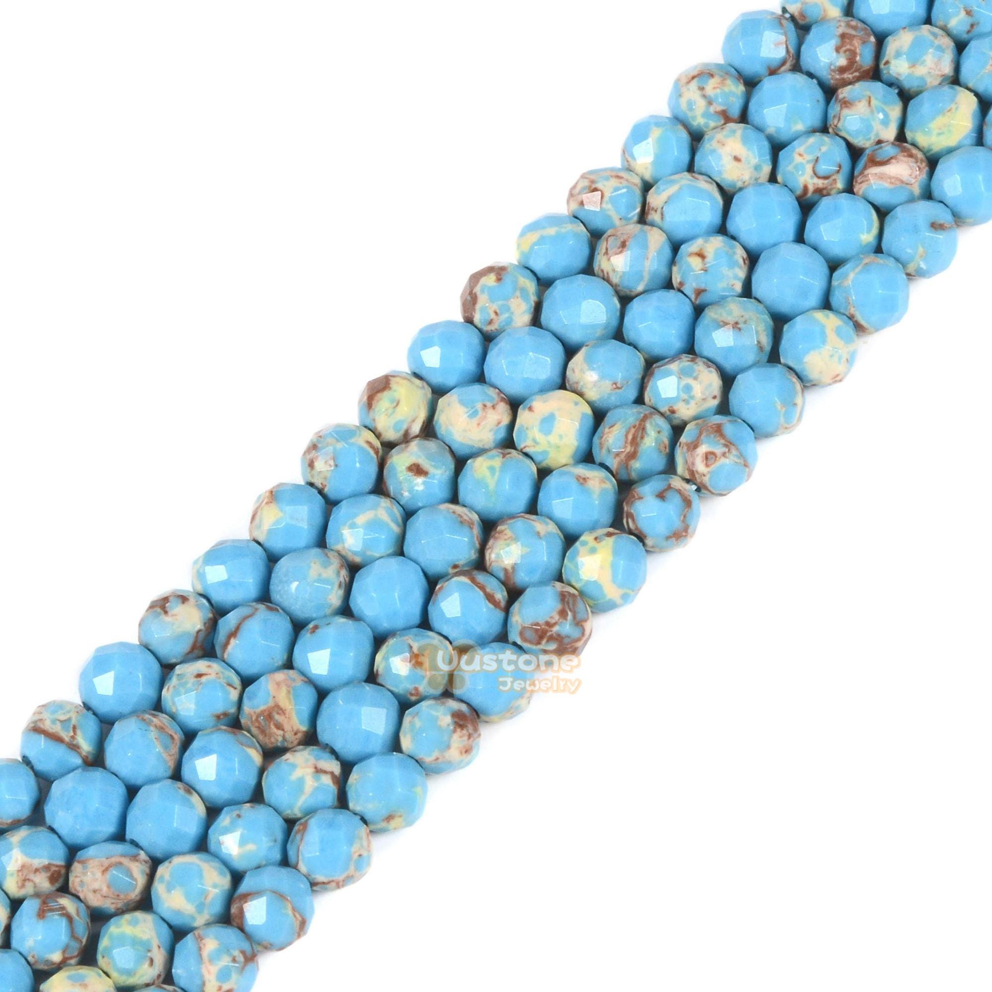 3.7mm To 4.7mm Faceted Dyed Blue Serpentine Round Sphere Loose Beads Diy Jewelry Making Strand 15.5-16"