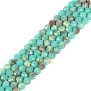 3.7mm To 4.7mm Faceted Dyed Green Serpentine Round Sphere Loose Beads Diy Jewelry Making Strand 15.5-16"