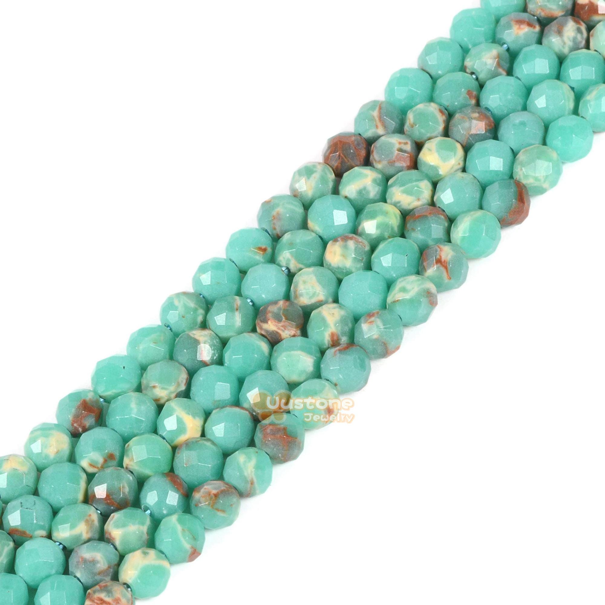 3.7mm To 4.7mm Faceted Dyed Green Serpentine Round Sphere Loose Beads Diy Jewelry Making Strand 15.5-16"