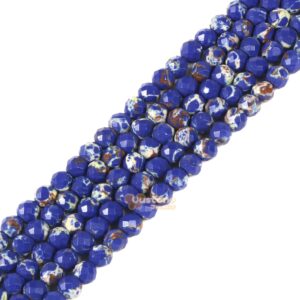 3.7mm To 4.7mm Faceted Dyed Deep Blue Serpentine Round Sphere Loose Beads Diy Jewelry Making Strand 15.5-16"