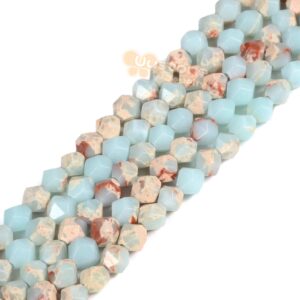 6mm Dyed Blue Serpentine Gemstone Triangle Faceted Round Loose Beads Strand 15.5" Diy Jewelry Making