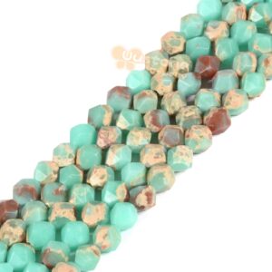 6mm Dyed Green Serpentine Gemstone Triangle Faceted Round Loose Beads Strand 15.5" Diy Jewelry Making