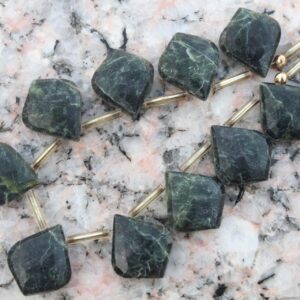 Natural Serpentine Gemstone Faceted Briolette's Leaf-shaped Beads | 10 Piece Pairs | Size - 13x16 Mm | Serpentine Sale | Green Beads [0103]
