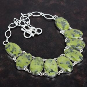 Serpentine Necklace: Handmade 925 Sterling Silver, Adjustable Chain