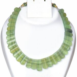 Natural Serpentine Light Green Layout Necklace, Cleopatra Necklace, Graduated Collar Necklace, 16mm to 23mm, 14 Inch, GDS2173