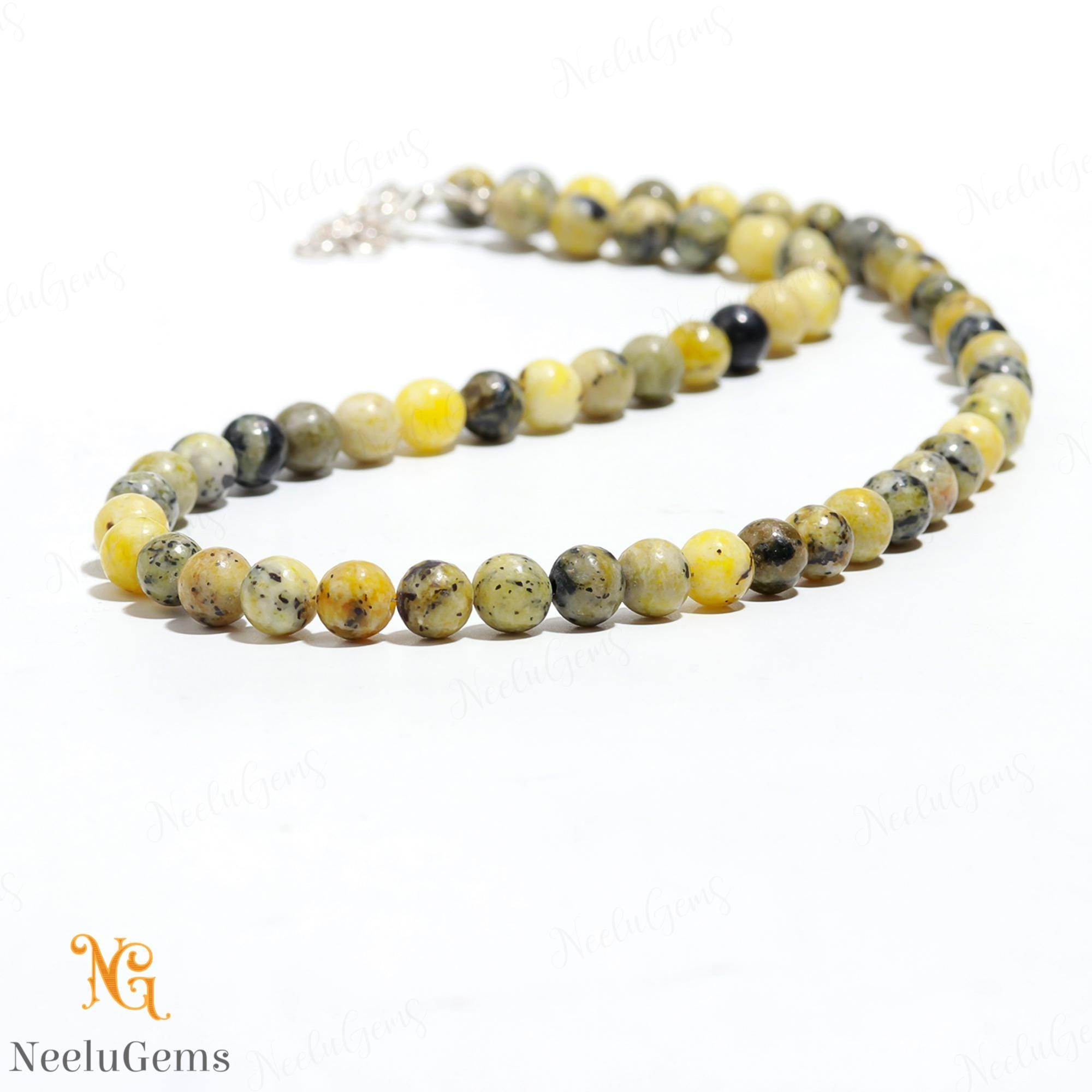 Yellow Serpentine Necklace, Natural Lime Gemstone Beads, New Jade Jewelry For Joy, Solar Plexus Chakra Stone, Handmade Gift For Loved Ones Yellow Serpentine Necklace, Natural Lime Gemstone Beads, New Jade Jewelry For Joy, Solar Plexus Chakra Stone, Handmade Gift For Loved Ones