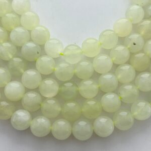 10mm Serpentine Gemstone Beads. 15” strand of lemon-lime green Jade beads, about 38 per strand. 10mm Serpentine Gemstone Beads. 15” strand of lemon-lime green Jade beads, about 38 per strand.