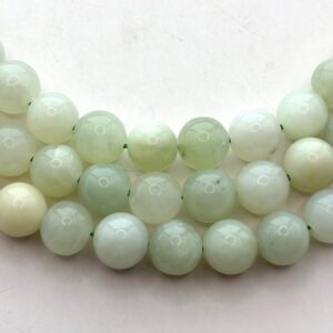 10mm Serpentine Gemstone Beads. 15” strand of light green Jade beads, about 38 per strand. 10mm Serpentine Gemstone Beads. 15” strand of light green Jade beads, about 38 per strand.