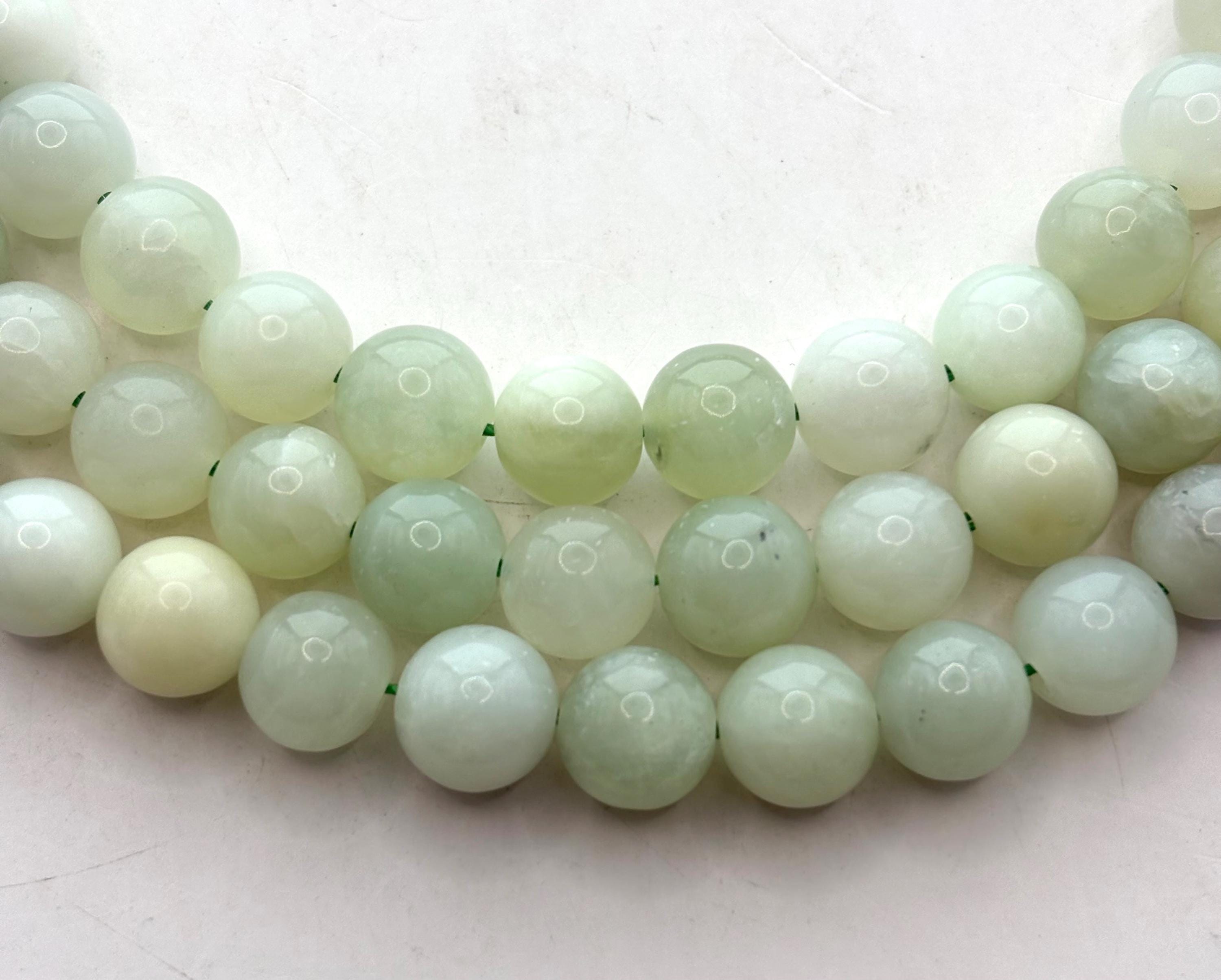 10mm Serpentine Gemstone Beads. 15” Strand Of Light Green Jade Beads, About 38 Per Strand.