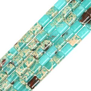 8mm Dyed Green Serpentine Gemstone tube cylinder loose beads jewelry making DIY bead 16" 8mm Dyed Green Serpentine Gemstone tube cylinder loose beads jewelry making DIY bead 16"