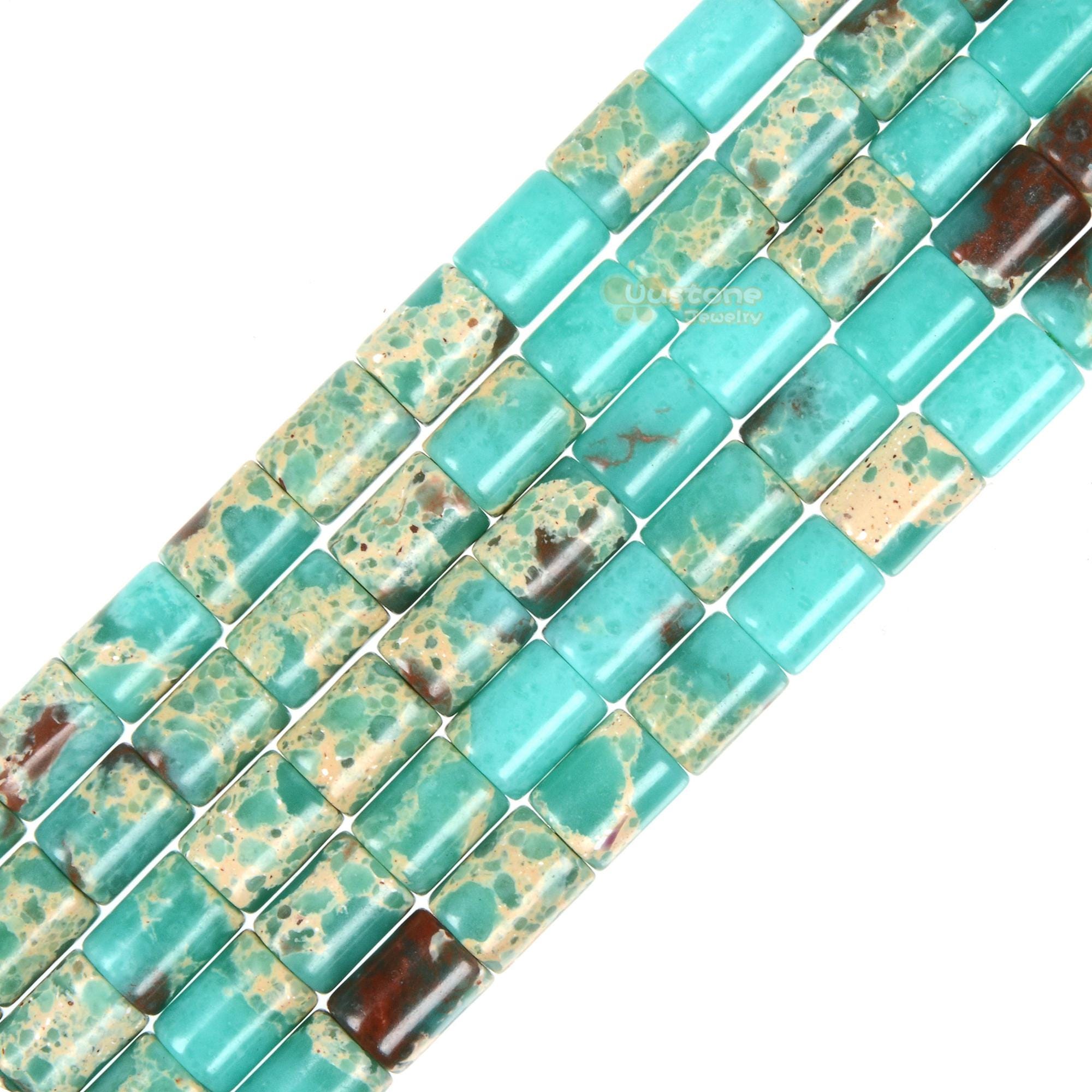 8mm Dyed Green Serpentine Gemstone Tube Cylinder Loose Beads Jewelry Making Diy Bead 16"
