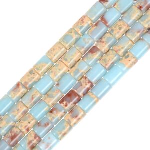 8mm Dyed Blue Serpentine Gemstone tube cylinder loose beads jewelry making DIY bead 16" 8mm Dyed Blue Serpentine Gemstone tube cylinder loose beads jewelry making DIY bead 16"
