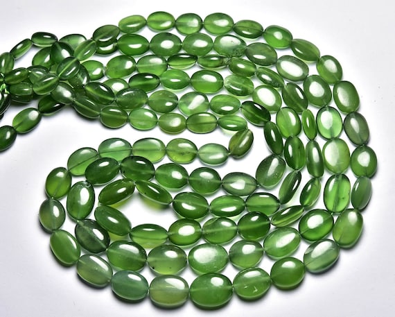 Amazing Serpentine Oval Beads - 9.5 Inches - Natural Smooth Serpentine Oval Shape Beads - Size Is 7x9- 10x13mm #2273