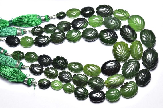 Big Serpentine Carved Oval Beads - 8 Inches - Natural Beautiful Serpentine Carving Oval Beads Strand - Size Is 8x10 - 12x16 Mm #13
