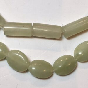 Serpentine Gemstone Beads. Full 15" strands of A/AA grade beads, available in 2 shapes: 10x14mm oval and 8x18mm tube. New Jade Serpentine Gemstone Beads. Full 15" strands of A/AA grade beads, available in 2 shapes: 10x14mm oval and 8x18mm tube. New Jade