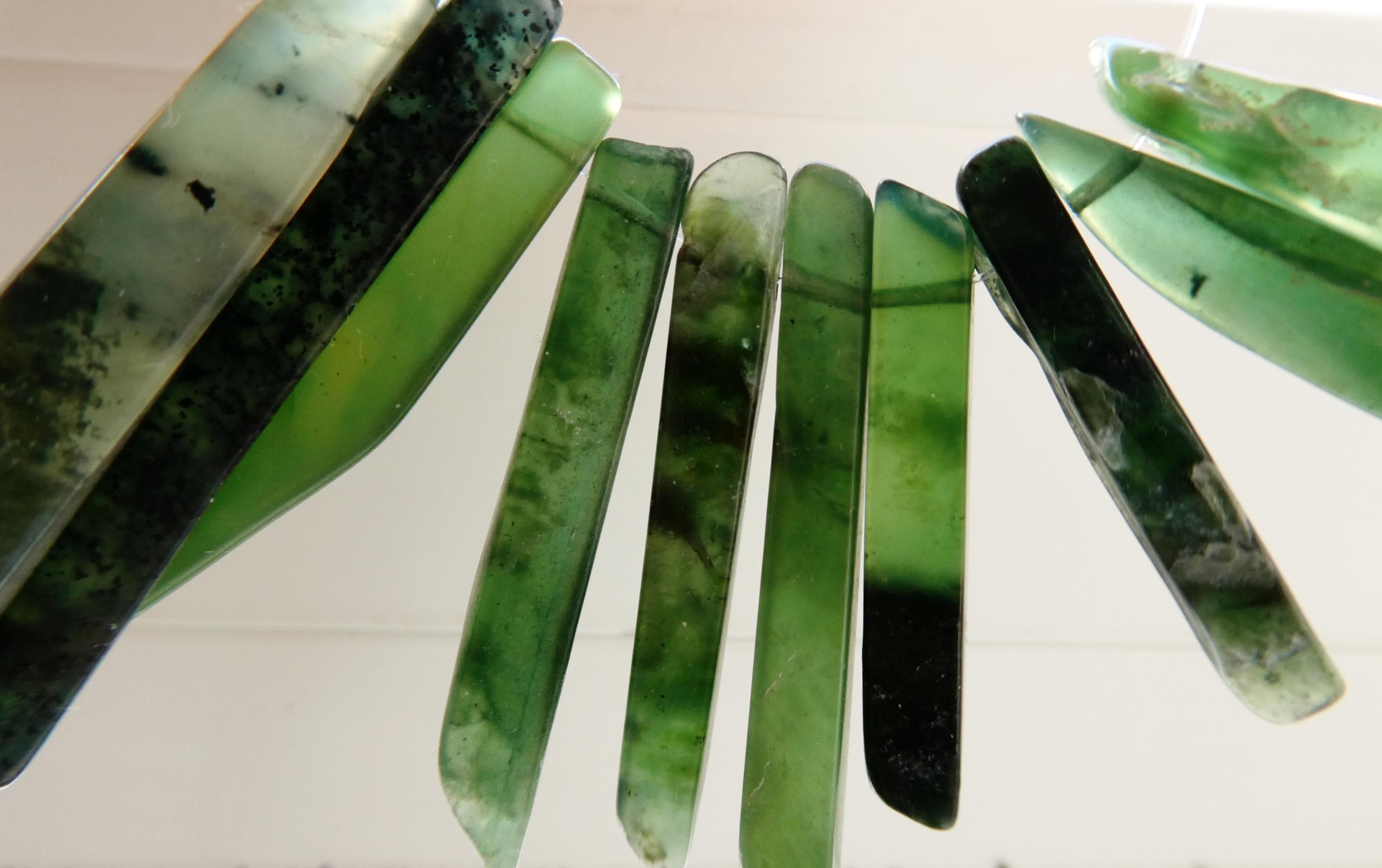 Green Serpentine Sticks 19-54mm Beads -2in Strand Spikes Gemstone -jewelry Making- Craft Natural Beads