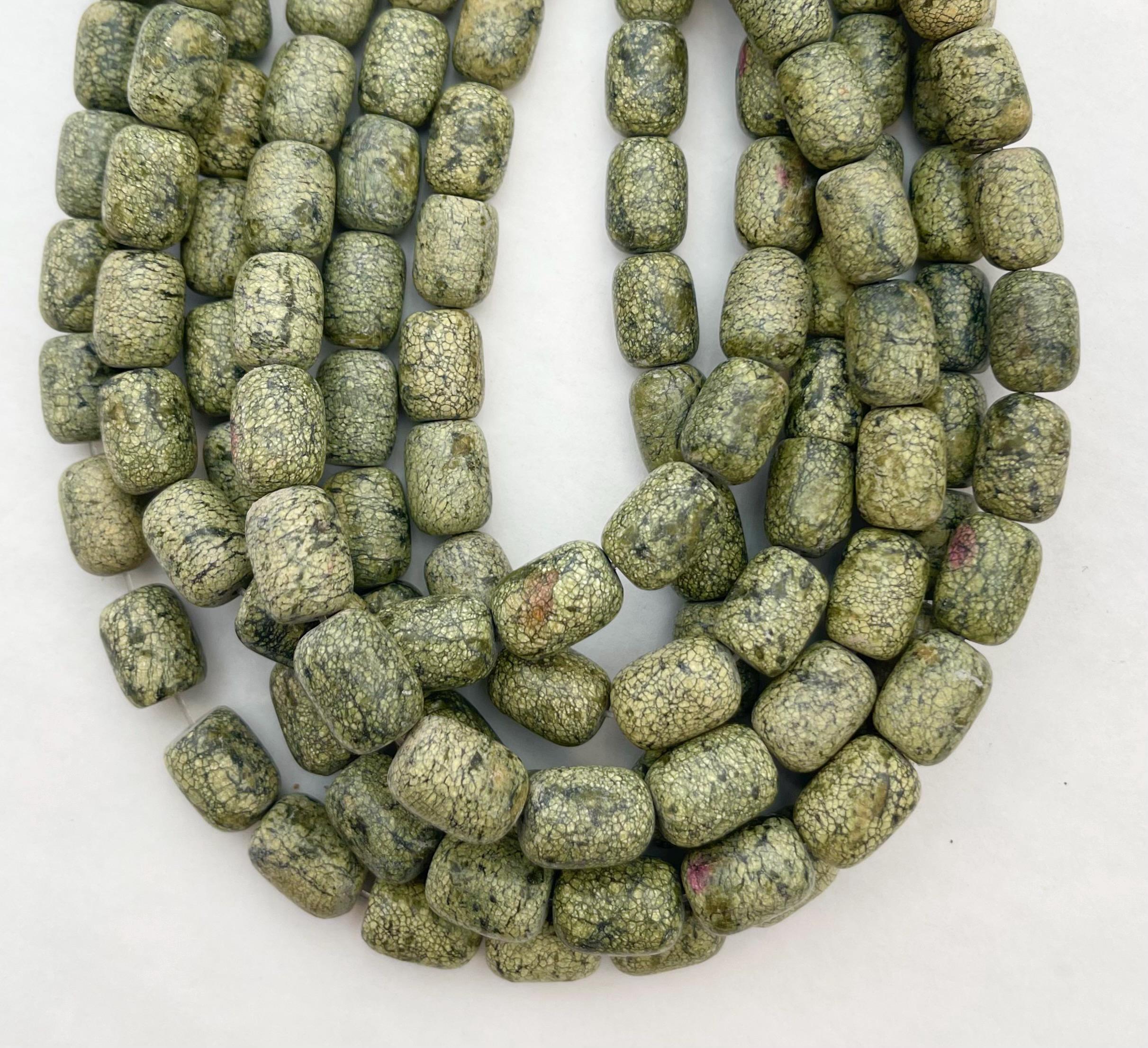 Natural Serpentine 14x10mm Barrel Gemstone Beads -15.5 Inch Strand Natural Serpentine 14x10mm Barrel Gemstone Beads -15.5 Inch Strand