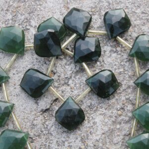 Natural Serpentine Gemstone Faceted Briolette Beads | 10 Piece Leaf-shaped | Size—15x18 Mm | Jewelry Setting [b146]