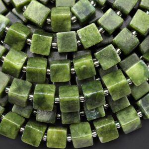 Natural Green Serpentine Jade 8mm Smooth Cube Dice Gemstone Beads 15.5" Strand Natural Green Serpentine Jade 8mm Smooth Cube Dice Gemstone Beads 15.5" Strand