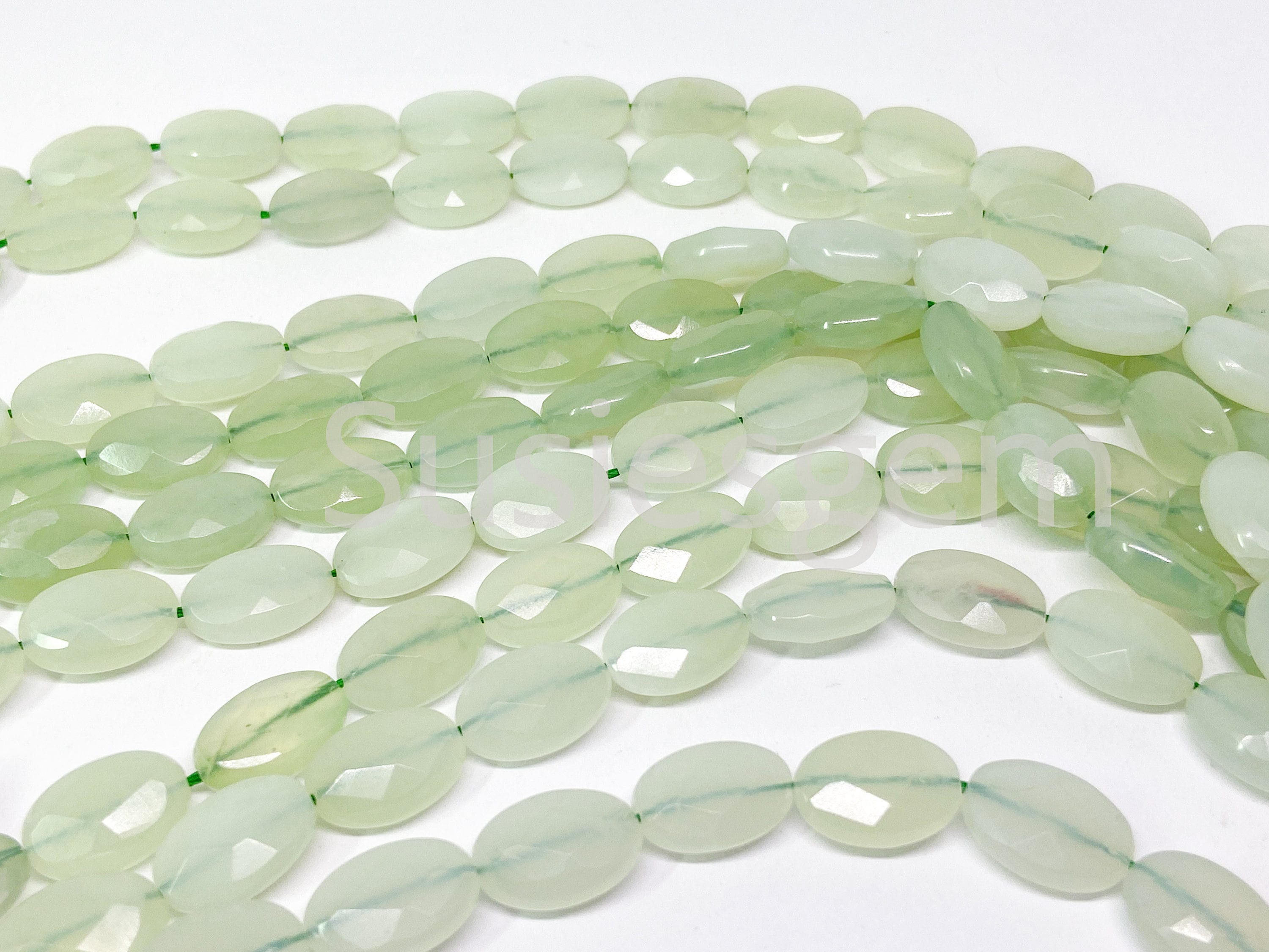 Natural New Jade Faceted Oval Beads 10x14mm/13x18mm. Genuine Serpentine Healing Stone Beads. Jewelry Making Supply