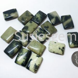 Olive Green Serpentine Rectangle Beads: DIY Gemstone (18x25mm) Olive Green Serpentine Rectangle Beads: DIY Gemstone (18x25mm)