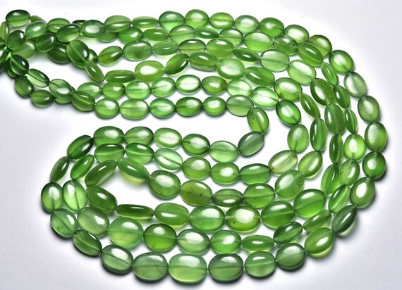 Superb Quality Serpentine Oval Beads - 9.5 Inches - Natural Smooth Serpentine Oval Shape Beads - Size Is 6x8- 10x13mm #2272