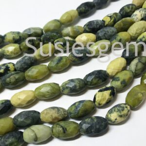 Yellow turquoise faceted barrel beads 9x14mm. Natural Olive Green Serpentine beads. DIY loose beads. Old stock from 2000' Yellow turquoise faceted barrel beads 9x14mm. Natural Olive Green Serpentine beads. DIY loose beads. Old stock from 2000'