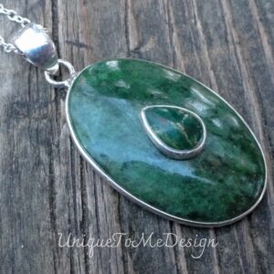925 - Serpentine & Green Fuchsite Statement Necklace, Sterling Silver Serpentine Pendant Multi Stone Necklace, Healing Stone, Green Gemstone 925 - Serpentine & Green Fuchsite Statement Necklace, Sterling Silver Serpentine Pendant Multi Stone Necklace, Healing Stone, Green Gemstone
