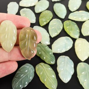 Carved Leaf Serpentine Jade Pendant Grade AA Natural One of a Kind Gemstone