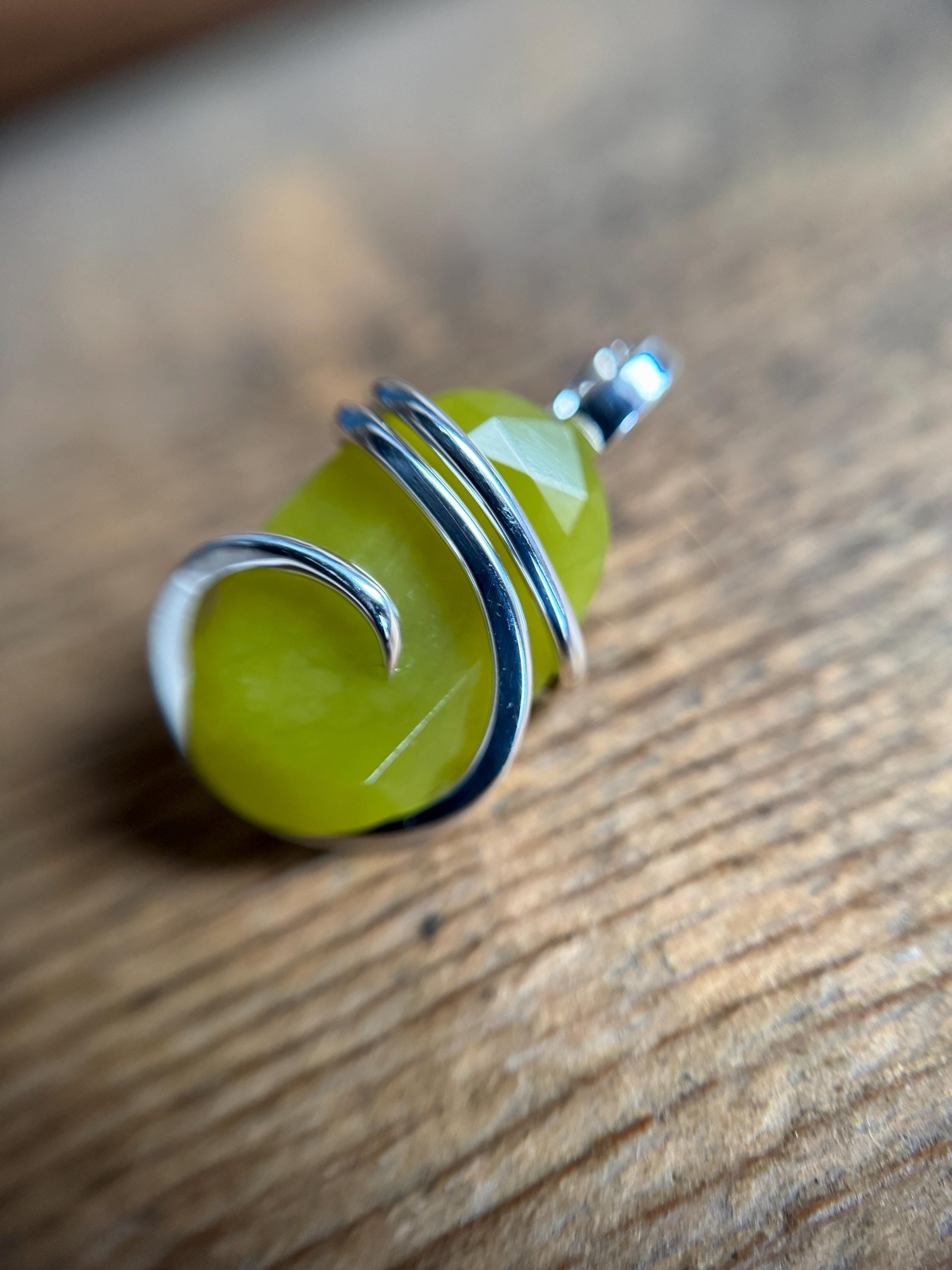 Faceted Serpentine In Sterling Silver Pendant