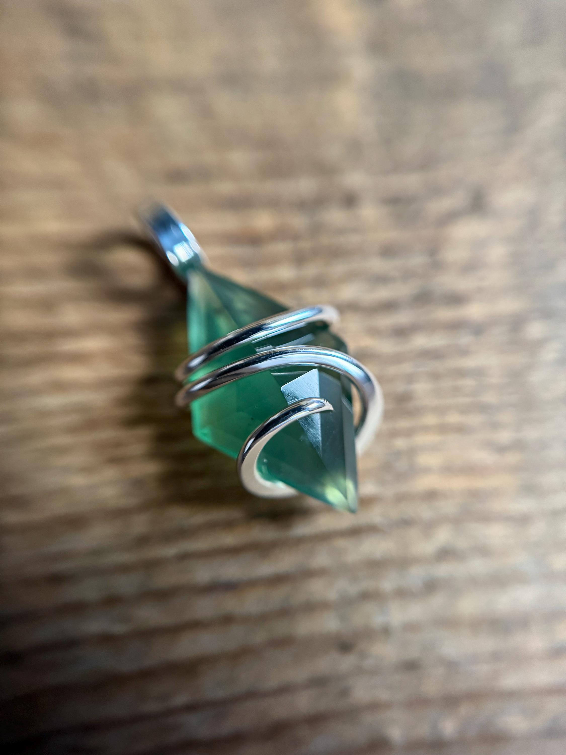 Faceted Serpentine In Sterling Silver Pendant