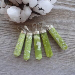 Green Serpentine Crystal Pendant, Green Stone Jewelry, Gemstone Pendants, Christmas Gift Idea Under 20 Dollars, Calming Healing Stones Green Serpentine Crystal Pendant, Green Stone Jewelry, Gemstone Pendants, Christmas Gift Idea Under 20 Dollars, Calming Healing Stones