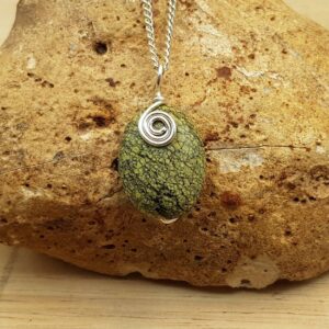 Green Serpentine Pendant. 'serpent Rock'. Reiki Jewelry Uk. Silver Plated Wire Wrapped Pendant. 20x15mm Stone