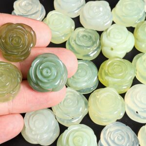 Hand-Carved Smooth-surface Rose Serpentine Jade Pendant Natural One of a Kind Gemstone Neckalce