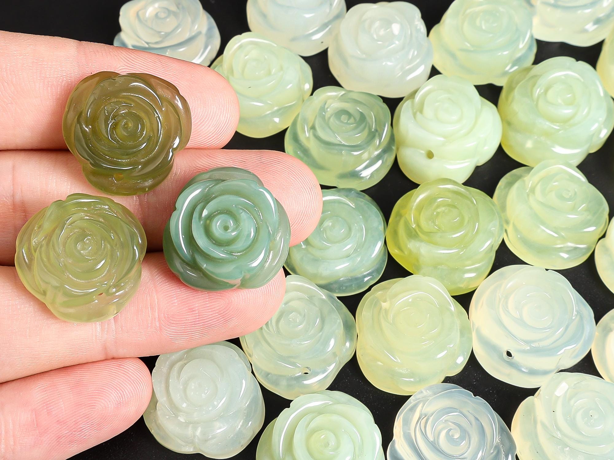 Hand-carved Smooth-surface Rose Serpentine Jade Pendant Natural One Of A Kind Gemstone Neckalce