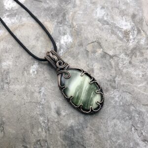 Handmade Serpentine Pendant: Copper Wire Wrapped Jewelry - Handmade in the USA 0098 Handmade Serpentine Pendant: Copper Wire Wrapped Jewelry - Handmade in the USA 0098